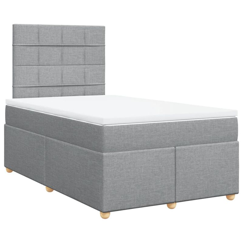 Casa si Gradina - Mobilier - Paturi si accesorii - Paturi - Pat box spring cu saltea, gri deschis, 120x190 cm, textil - Infinity.ro