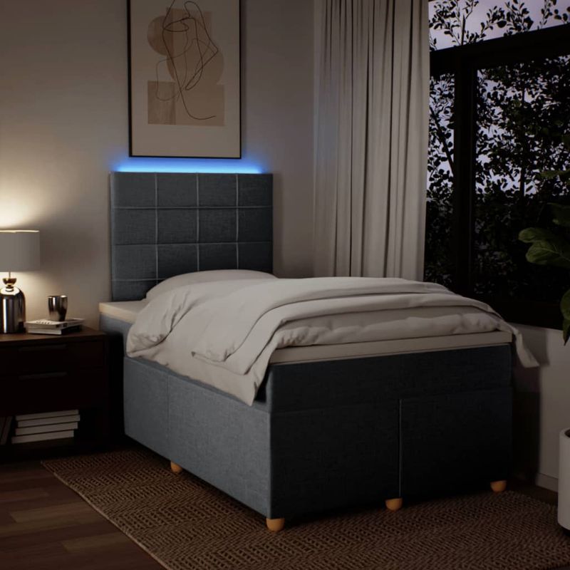 Casa si Gradina - Mobilier - Paturi si accesorii - Paturi - Pat box spring cu saltea, gri deschis, 120x190 cm, textil - Infinity.ro