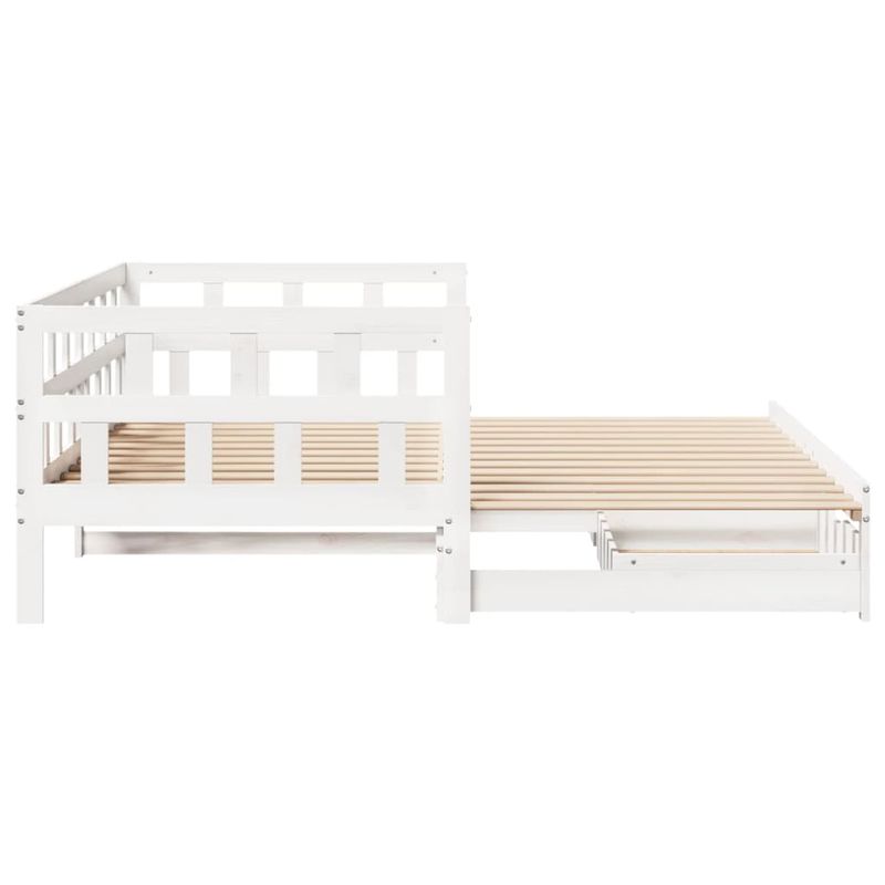 Casa si Gradina - Mobilier - Paturi si accesorii - Paturi - Pat de zi cu extensie/sertare, alb, 80x200 cm, lemn masiv pin - Infinity.ro