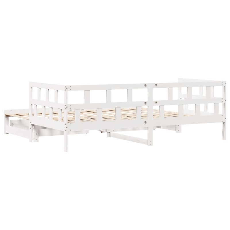 Casa si Gradina - Mobilier - Paturi si accesorii - Paturi - Pat de zi cu extensie/sertare, alb, 80x200 cm, lemn masiv pin - Infinity.ro