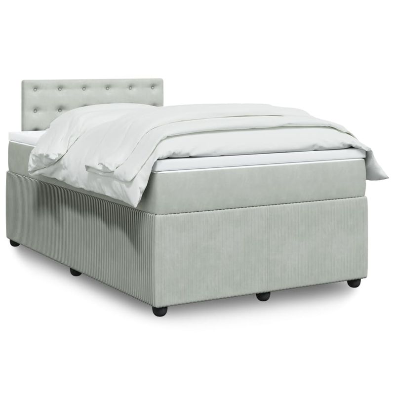 Casa si Gradina - Mobilier - Paturi si accesorii - Paturi - Pat box spring cu saltea, gri deschis, 120x190 cm, catifea - Infinity.ro
