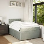 Casa si Gradina - Mobilier - Paturi si accesorii - Paturi - Pat box spring cu saltea, gri deschis, 120x190 cm, catifea - Infinity.ro