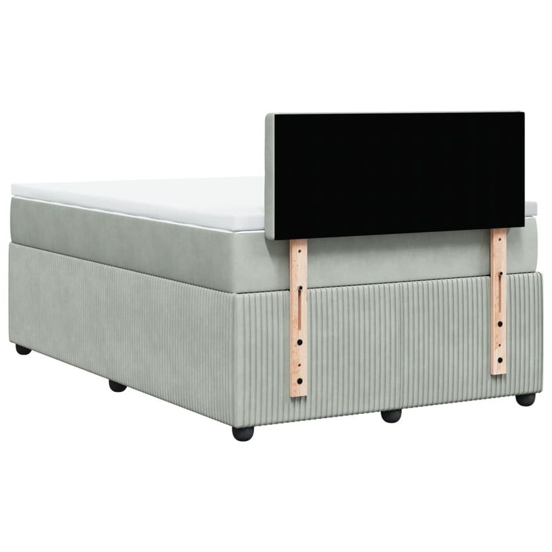 Casa si Gradina - Mobilier - Paturi si accesorii - Paturi - Pat box spring cu saltea, gri deschis, 120x190 cm, catifea - Infinity.ro