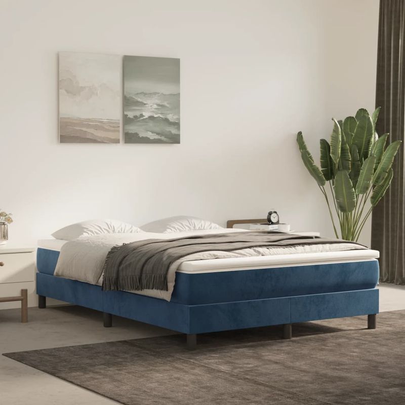 Casa si Gradina - Mobilier - Saltele si somiere - Saltele - Saltea pat cu arcuri, albastru inchis, 140x220x20 cm, catifea - Infinity.ro