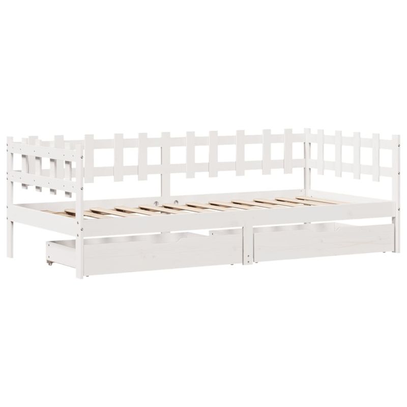 Casa si Gradina - Mobilier - Paturi si accesorii - Paturi - Pat de zi cu sertare, alb, 90x200 cm, lemn masiv pin - Infinity.ro