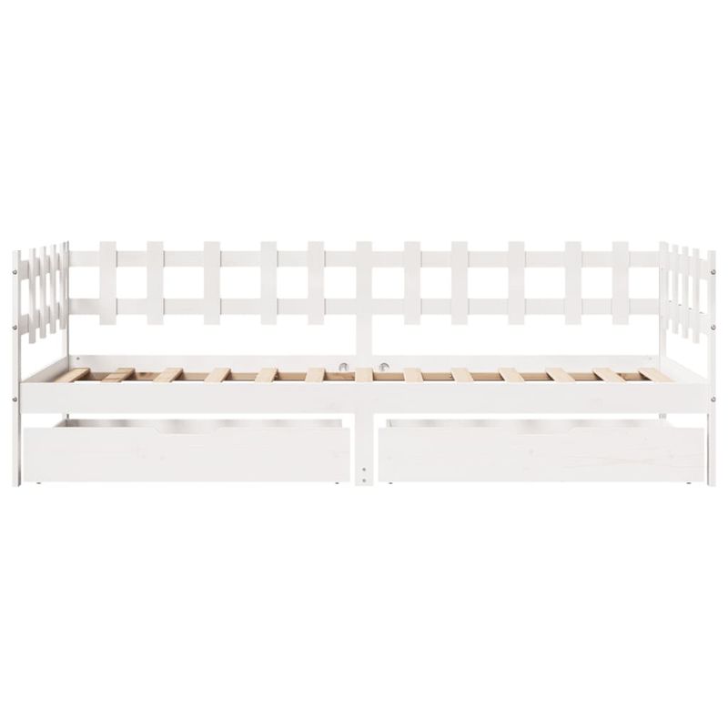 Casa si Gradina - Mobilier - Paturi si accesorii - Paturi - Pat de zi cu sertare, alb, 90x200 cm, lemn masiv pin - Infinity.ro