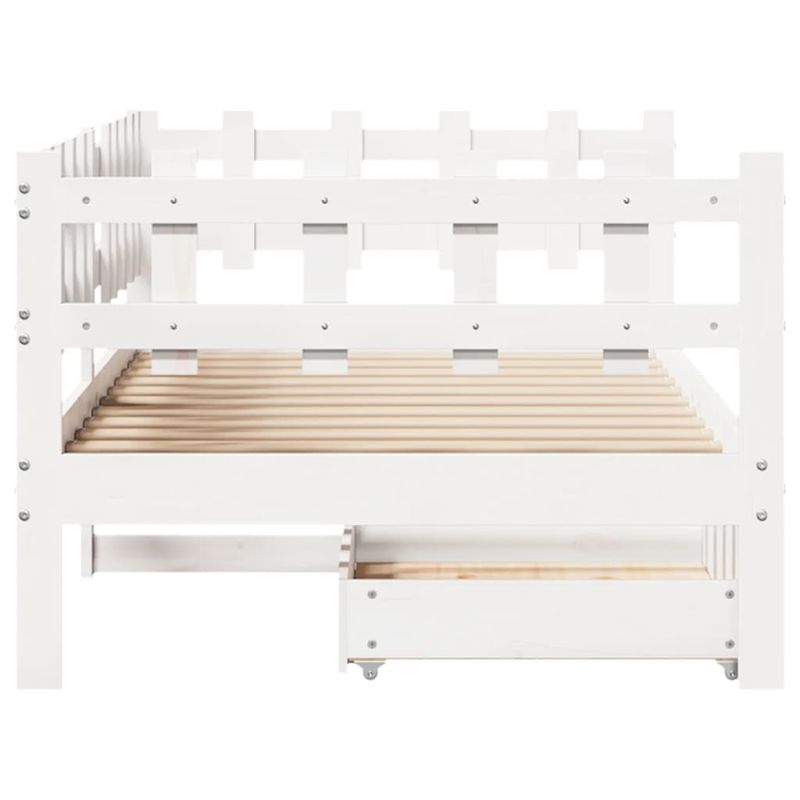 Casa si Gradina - Mobilier - Paturi si accesorii - Paturi - Pat de zi cu sertare, alb, 90x200 cm, lemn masiv pin - Infinity.ro
