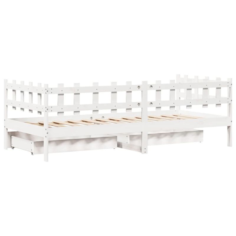 Casa si Gradina - Mobilier - Paturi si accesorii - Paturi - Pat de zi cu sertare, alb, 90x200 cm, lemn masiv pin - Infinity.ro