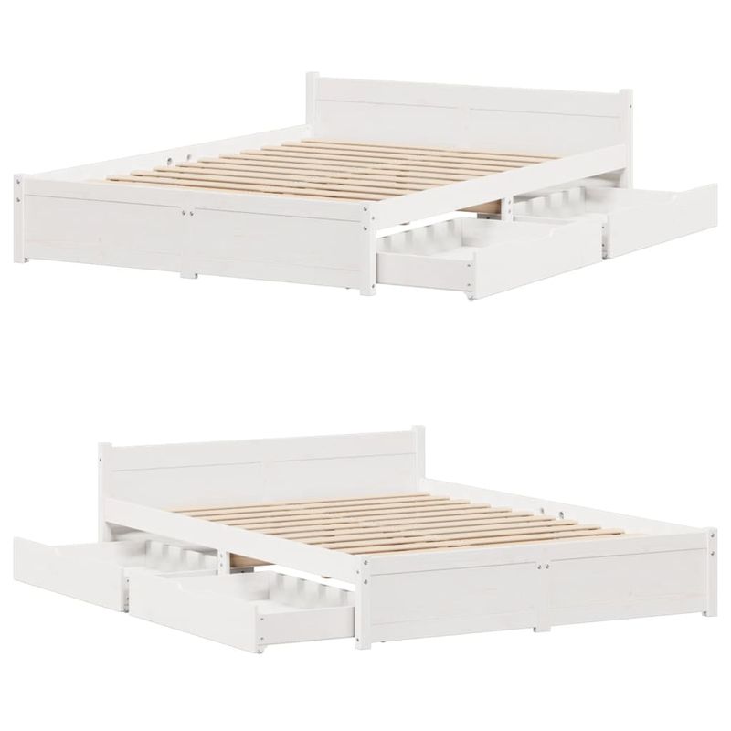 Casa si Gradina - Mobilier - Paturi si accesorii - Paturi - Cadru de pat fara saltea, alb, 150x200 cm, lemn masiv pin - Infinity.ro