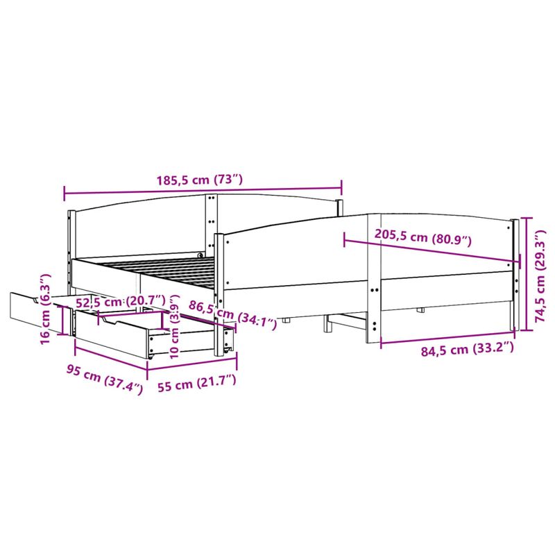 Casa si Gradina - Mobilier - Paturi si accesorii - Paturi - Cadru de pat fara saltea, alb, 180x200 cm, lemn masiv pin - Infinity.ro