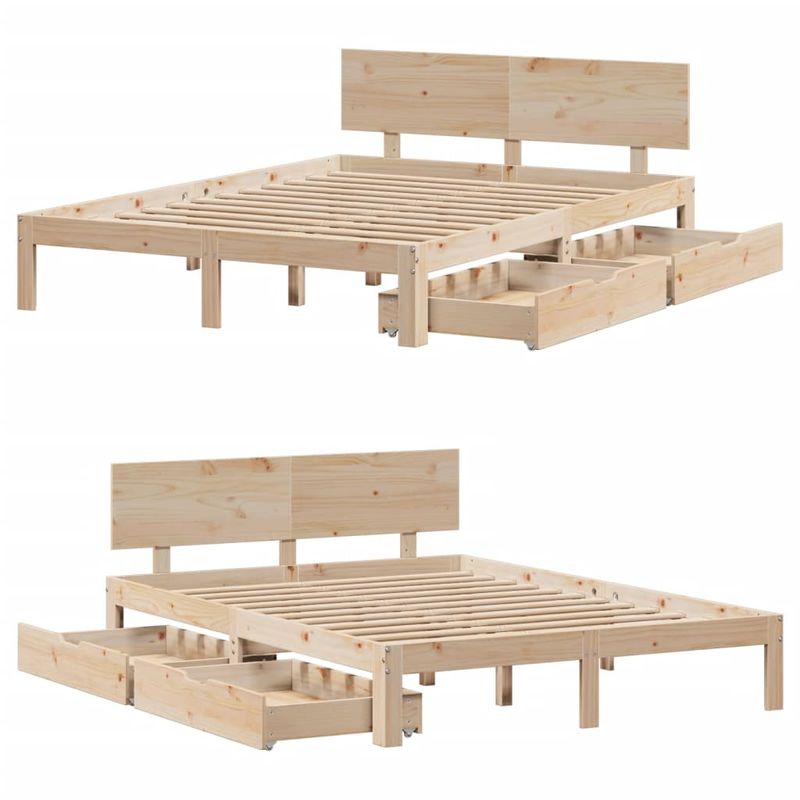 Casa si Gradina - Mobilier - Paturi si accesorii - Paturi - Cadru de pat cu sertare, 160x200 cm, lemn masiv pin - Infinity.ro