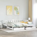 Casa si Gradina - Mobilier - Paturi si accesorii - Paturi - Pat de zi cu extensie si sertare alb 90x190 cm lemn masiv pin - Infinity.ro