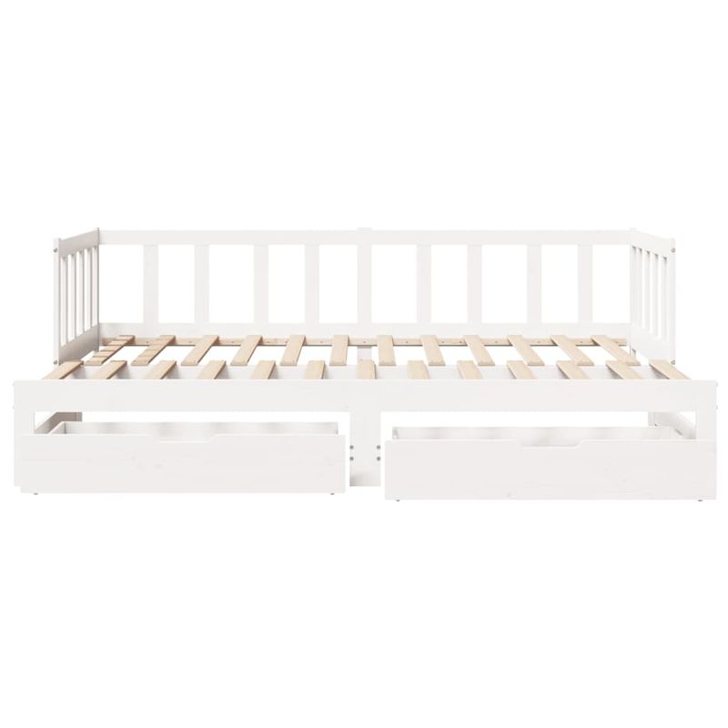 Casa si Gradina - Mobilier - Paturi si accesorii - Paturi - Pat de zi cu extensie si sertare alb 90x190 cm lemn masiv pin - Infinity.ro