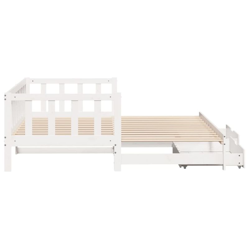 Casa si Gradina - Mobilier - Paturi si accesorii - Paturi - Pat de zi cu extensie si sertare alb 90x190 cm lemn masiv pin - Infinity.ro