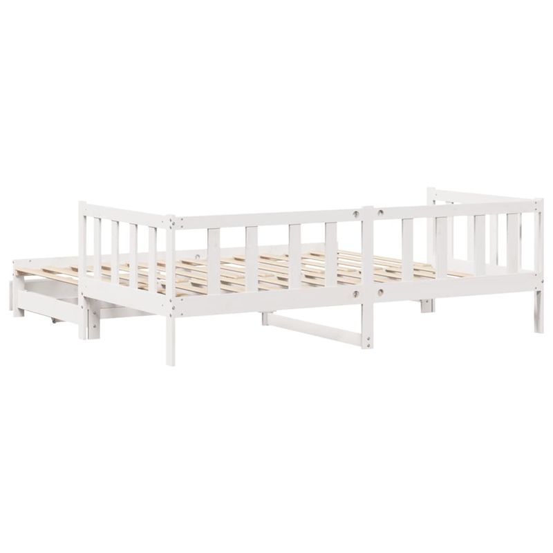 Casa si Gradina - Mobilier - Paturi si accesorii - Paturi - Pat de zi cu extensie si sertare alb 90x190 cm lemn masiv pin - Infinity.ro