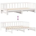 Casa si Gradina - Mobilier - Paturi si accesorii - Paturi - Pat de zi cu extensie si sertare alb 90x190 cm lemn masiv pin - Infinity.ro