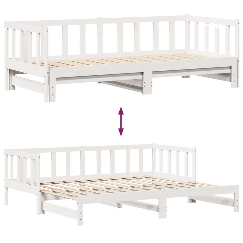 Casa si Gradina - Mobilier - Paturi si accesorii - Paturi - Pat de zi cu extensie si sertare alb 90x190 cm lemn masiv pin - Infinity.ro