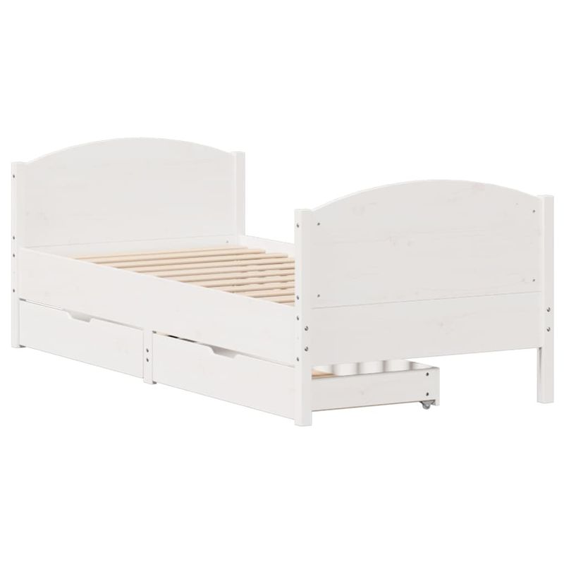 Casa si Gradina - Mobilier - Paturi si accesorii - Paturi - Cadru pat fara saltea, alb, 100x200 cm, lemn masiv pin - Infinity.ro