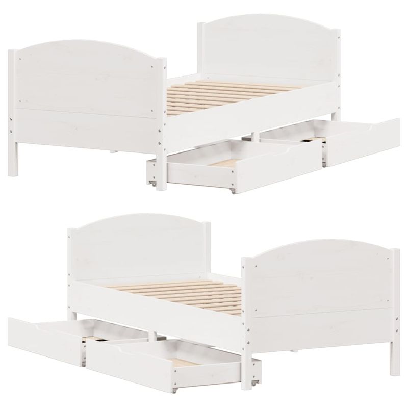 Casa si Gradina - Mobilier - Paturi si accesorii - Paturi - Cadru pat fara saltea, alb, 100x200 cm, lemn masiv pin - Infinity.ro