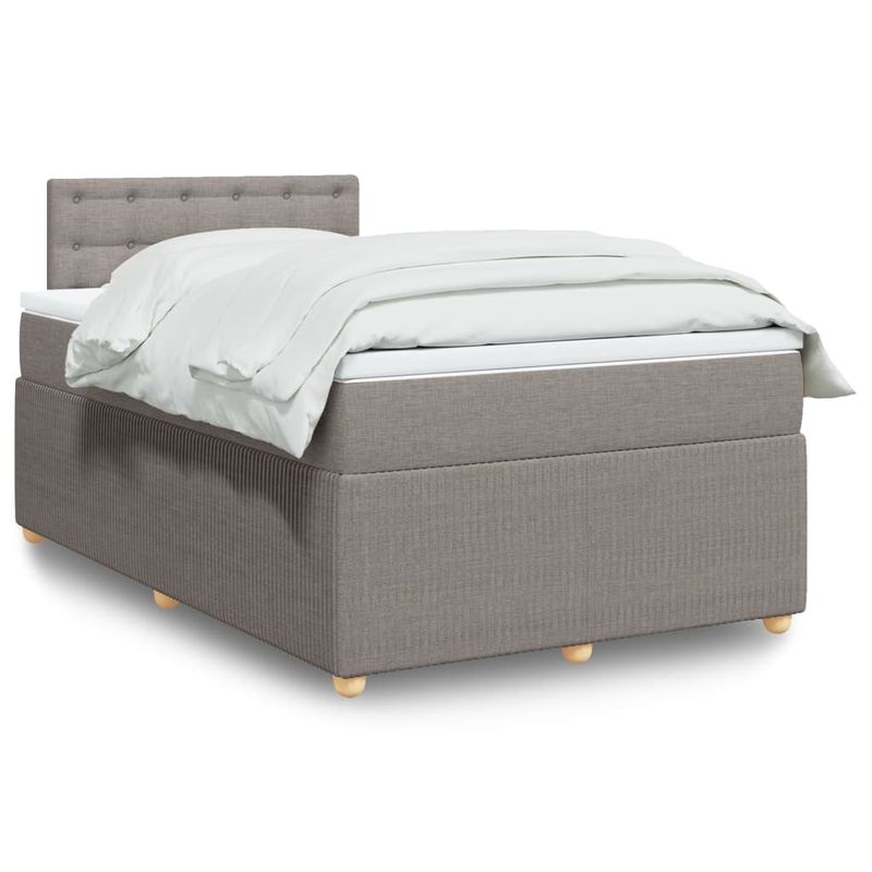 Casa si Gradina - Mobilier - Paturi si accesorii - Paturi - Pat box spring cu saltea, taupe, 120x190 cm material textil - Infinity.ro