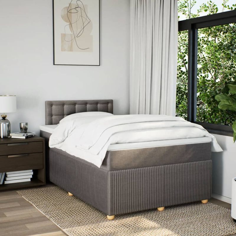 Casa si Gradina - Mobilier - Paturi si accesorii - Paturi - Pat box spring cu saltea, taupe, 120x190 cm material textil - Infinity.ro