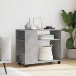 Casa si Gradina - Mobilier - Mese si birouri - Mese living - Masa laterala cu roti, gri beton, 70x35x60 cm, lemn prelucrat - Infinity.ro