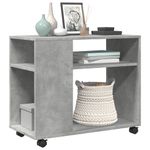 Casa si Gradina - Mobilier - Mese si birouri - Mese living - Masa laterala cu roti, gri beton, 70x35x60 cm, lemn prelucrat - Infinity.ro