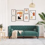 Casa si Gradina - Mobilier - Canapele si coltare - Canapele - Canapea Chesterfield cu pernute/2 locuri, verde inchis, catifea, verde închis - Infinity.ro