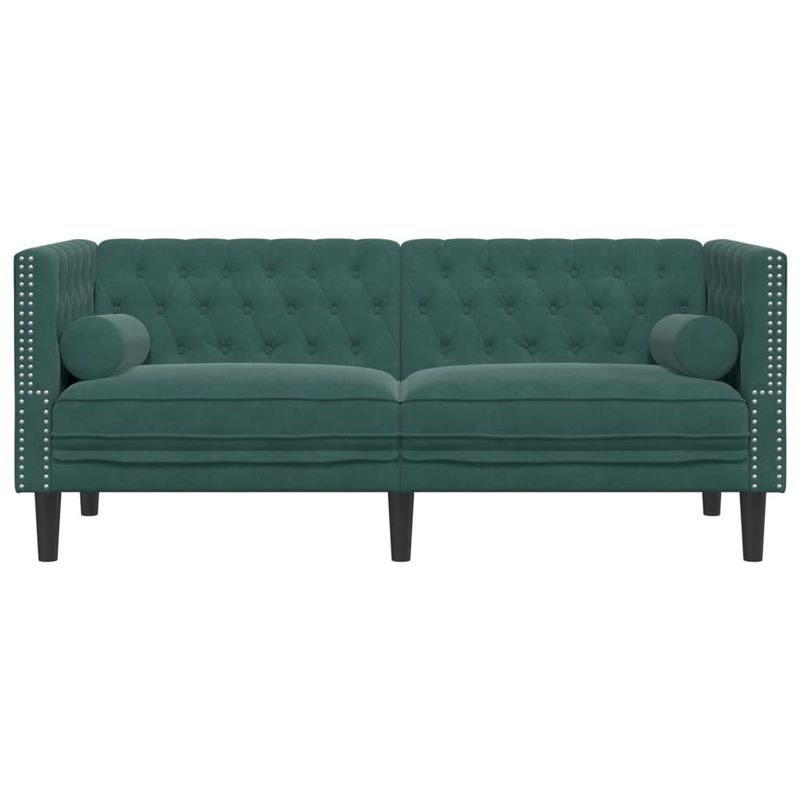 Casa si Gradina - Mobilier - Canapele si coltare - Canapele - Canapea Chesterfield cu pernute/2 locuri, verde inchis, catifea, verde închis - Infinity.ro