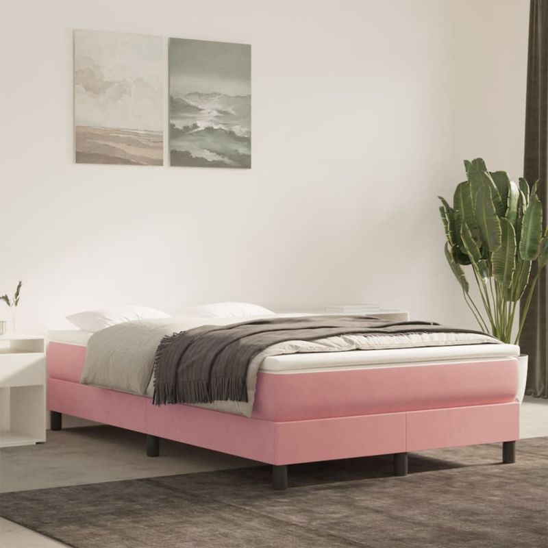 Casa si Gradina - Mobilier - Saltele si somiere - Saltele - Saltea de pat cu arcuri, roz, 120x220x20 cm, catifea - Infinity.ro