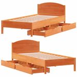 Casa si Gradina - Mobilier - Paturi si accesorii - Paturi - Cadru pat fara saltea, maro ceruit, 100x200 cm, lemn masiv pin - Infinity.ro