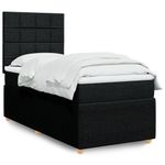 Casa si Gradina - Mobilier - Paturi si accesorii - Paturi - Pat box spring cu saltea, negru, 100x200 cm, textil - Infinity.ro