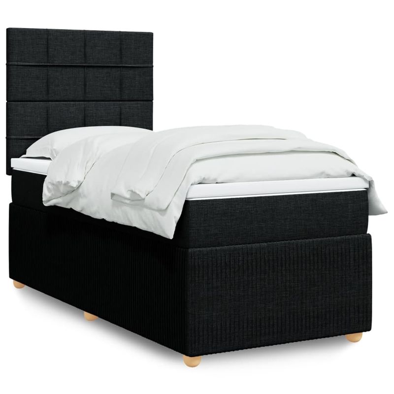 Casa si Gradina - Mobilier - Paturi si accesorii - Paturi - Pat box spring cu saltea, negru, 100x200 cm, textil - Infinity.ro