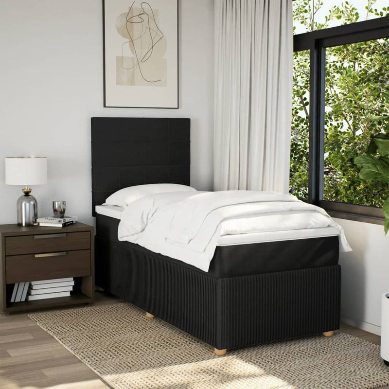 Casa si Gradina - Mobilier - Paturi si accesorii - Paturi - Pat box spring cu saltea, negru, 100x200 cm, textil - Infinity.ro
