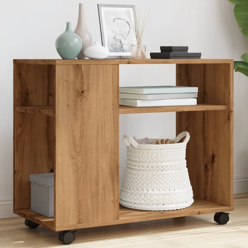 Casa si Gradina - Mobilier - Mese si birouri - Mese living - Masa laterala roti stejar artizanal 70x35x60 cm lemn prelucrat - Infinity.ro