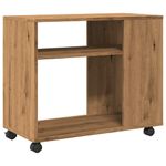 Casa si Gradina - Mobilier - Mese si birouri - Mese living - Masa laterala roti stejar artizanal 70x35x60 cm lemn prelucrat - Infinity.ro