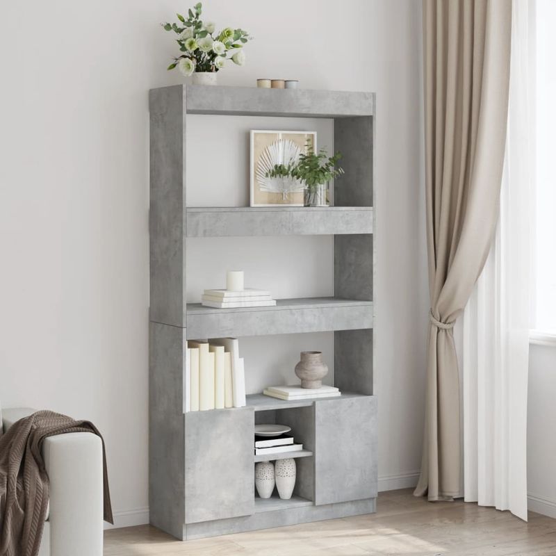 Casa si Gradina - Mobilier - Biblioteci si rafturi - Biblioteci - Dulap inalt, gri beton, 92x33x180 cm, lemn prelucrat - Infinity.ro