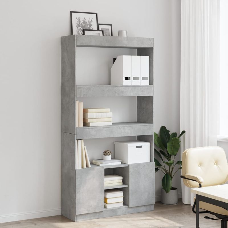 Casa si Gradina - Mobilier - Biblioteci si rafturi - Biblioteci - Dulap inalt, gri beton, 92x33x180 cm, lemn prelucrat - Infinity.ro