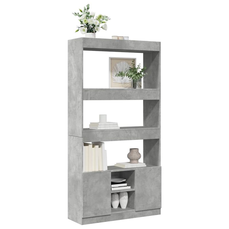 Casa si Gradina - Mobilier - Biblioteci si rafturi - Biblioteci - Dulap inalt, gri beton, 92x33x180 cm, lemn prelucrat - Infinity.ro