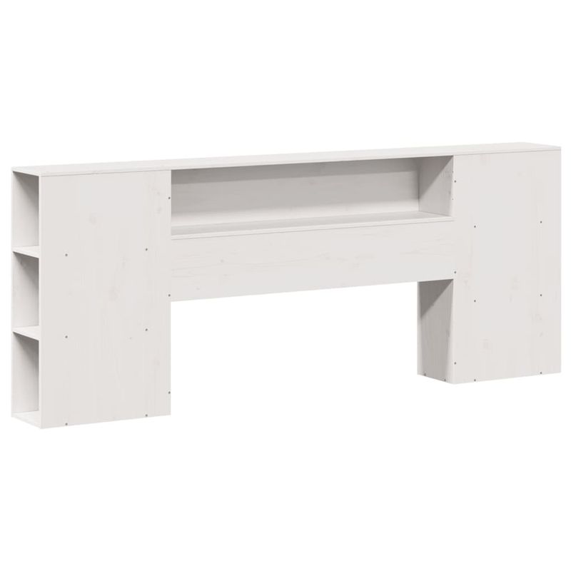 Casa si Gradina - Mobilier - Paturi si accesorii - Paturi - Pat cu biblioteca fara saltea, alb, 200x200 cm, lemn masiv - Infinity.ro
