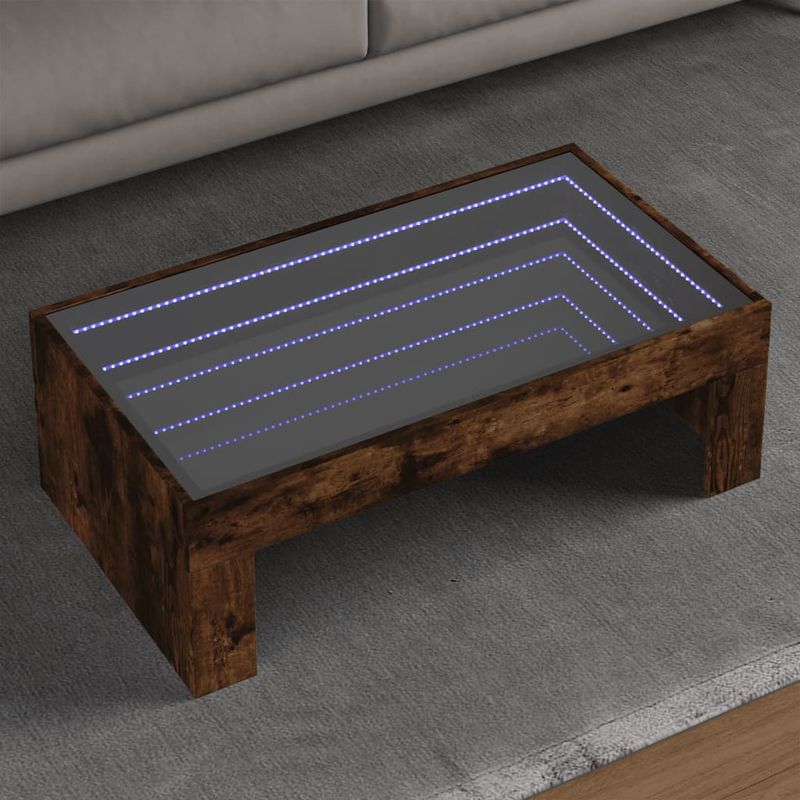 Casa si Gradina - Mobilier - Mese si birouri - Masute de cafea - Masuta de cafea cu LED infinity, stejar fumuriu, 90x50x30 cm - Infinity.ro