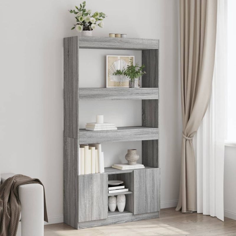 Casa si Gradina - Mobilier - Biblioteci si rafturi - Biblioteci - Dulap inalt, gri sonoma, 92x33x180 cm, lemn prelucrat - Infinity.ro