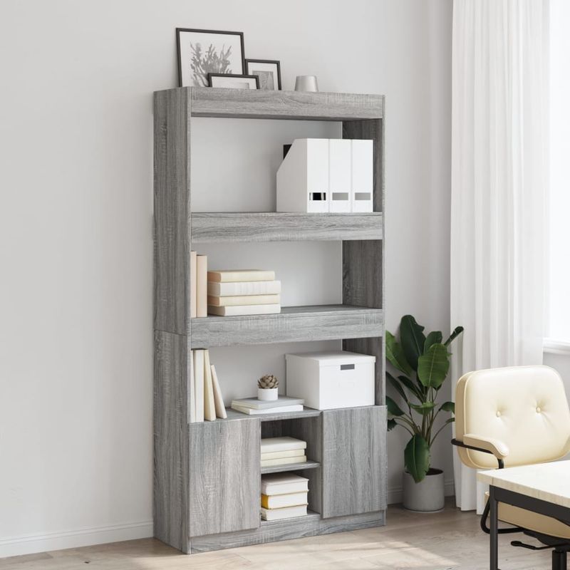 Casa si Gradina - Mobilier - Biblioteci si rafturi - Biblioteci - Dulap inalt, gri sonoma, 92x33x180 cm, lemn prelucrat - Infinity.ro
