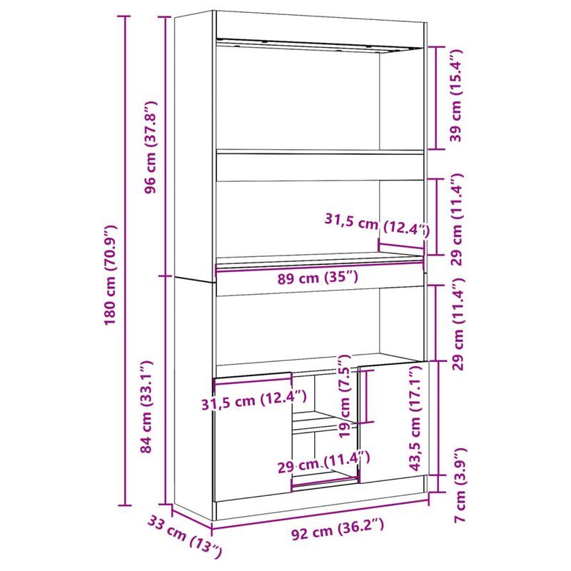 Casa si Gradina - Mobilier - Biblioteci si rafturi - Biblioteci - Dulap inalt, gri sonoma, 92x33x180 cm, lemn prelucrat - Infinity.ro