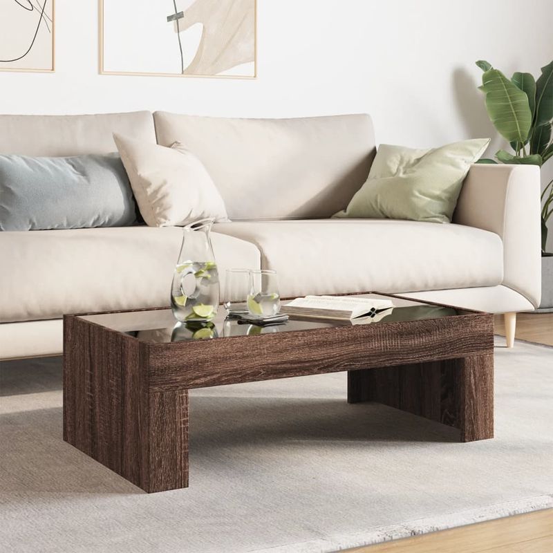 Casa si Gradina - Mobilier - Mese si birouri - Masute de cafea - Masuta de cafea cu LED infinity, stejar maro, 90x50x30 cm - Infinity.ro