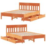 Casa si Gradina - Mobilier - Paturi si accesorii - Paturi - Cadru pat fara saltea, maro ceruit, 120x190 cm, lemn masiv pin - Infinity.ro