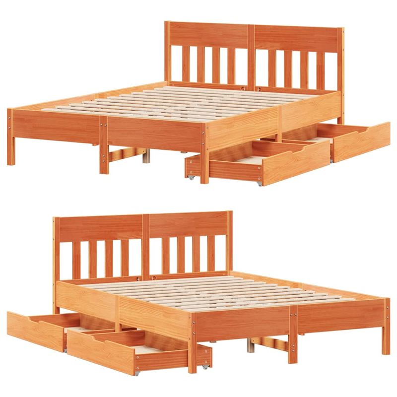 Casa si Gradina - Mobilier - Paturi si accesorii - Paturi - Cadru pat fara saltea, maro ceruit, 120x190 cm, lemn masiv pin - Infinity.ro