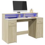Casa si Gradina - Mobilier - Mese si birouri - Birouri - Birou cu lumini LED stejar sonoma, 140x55x91 cm, lemn prelucrat - Infinity.ro