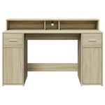 Casa si Gradina - Mobilier - Mese si birouri - Birouri - Birou cu lumini LED stejar sonoma, 140x55x91 cm, lemn prelucrat - Infinity.ro