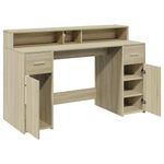 Casa si Gradina - Mobilier - Mese si birouri - Birouri - Birou cu lumini LED stejar sonoma, 140x55x91 cm, lemn prelucrat - Infinity.ro